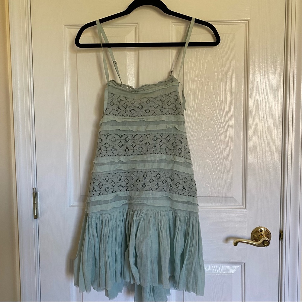 Free People cross back teal dress NWT